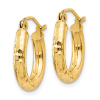 Thumbnail for 14k Diamond-cut 3mm Round Hoop Earrings