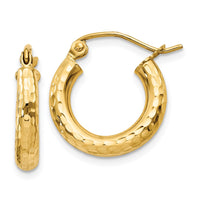 Thumbnail for 14k Diamond-cut 3mm Round Hoop Earrings