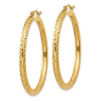 Thumbnail for 14k Diamond-cut 3mm Round Hoop Earrings