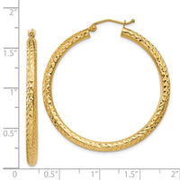 Thumbnail for 14k Diamond-cut 3mm Round Hoop Earrings