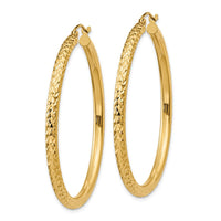 Thumbnail for 14k Diamond-cut 3mm Round Hoop Earrings