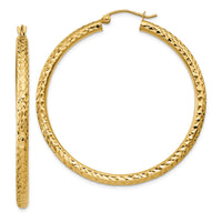 Thumbnail for 14k Diamond-cut 3mm Round Hoop Earrings