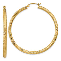 Thumbnail for 14k Diamond-cut 3mm Round Hoop Earrings