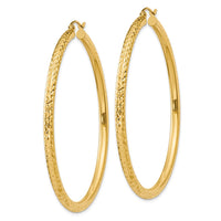 Thumbnail for 14k Diamond-cut 3mm Round Hoop Earrings