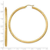 Thumbnail for 14k Diamond-cut 3mm Round Hoop Earrings