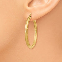 Thumbnail for 14k Satin and Diamond-cut 3mm Round Hoop Earrings