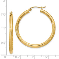 Thumbnail for 14k Satin and Diamond-cut 3mm Round Hoop Earrings