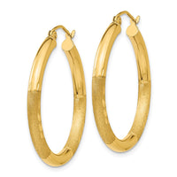 Thumbnail for 14k Satin and Diamond-cut 3mm Round Hoop Earrings