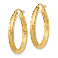 Thumbnail for 14k Satin and Diamond-cut 3mm Round Hoop Earrings