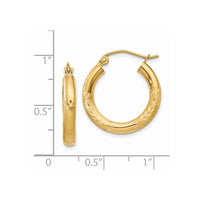 Thumbnail for 14k Satin and Diamond-cut 3mm Round Hoop Earrings