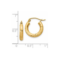 Thumbnail for 14k Satin and Diamond-cut 3mm Round Hoop Earrings