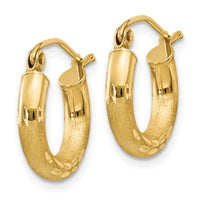 Thumbnail for 14k Satin and Diamond-cut 3mm Round Hoop Earrings