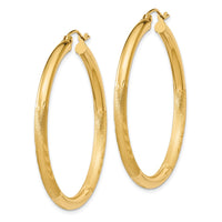 Thumbnail for 14k Satin and Diamond-cut 3mm Round Hoop Earrings