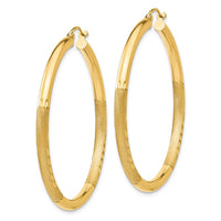 Thumbnail for 14k Satin and Diamond-cut 3mm Round Hoop Earrings