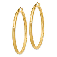Thumbnail for 14k Satin and Diamond-cut 3mm Round Hoop Earrings
