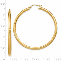 Thumbnail for 14k Satin and Diamond-cut 3mm Round Hoop Earrings