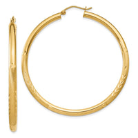 Thumbnail for 14k Satin and Diamond-cut 3mm Round Hoop Earrings