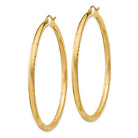 Thumbnail for 14k Satin and Diamond-cut 3mm Round Hoop Earrings