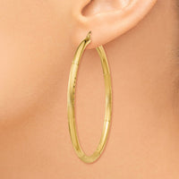 Thumbnail for 14k Satin and Diamond-cut 3mm Round Hoop Earrings