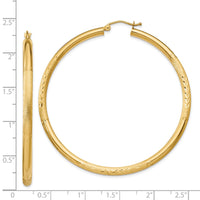 Thumbnail for 14k Satin and Diamond-cut 3mm Round Hoop Earrings