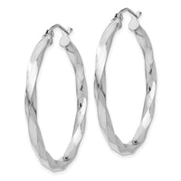 Thumbnail for 14k White Gold 3mm Twisted Hoop Earrings