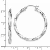 Thumbnail for 14k White Gold 3mm Twisted Hoop Earrings