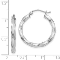 Thumbnail for 14k White Gold 3mm Twisted Hoop Earrings