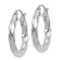 Thumbnail for 14k White Gold 3mm Twisted Hoop Earrings