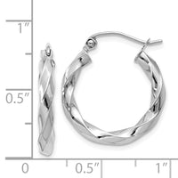 Thumbnail for 14k White Gold 3mm Twisted Hoop Earrings