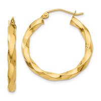 Thumbnail for 14k Polished 3mm Twisted Hoop Earrings