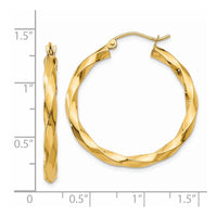 Thumbnail for 14k Polished 3mm Twisted Hoop Earrings