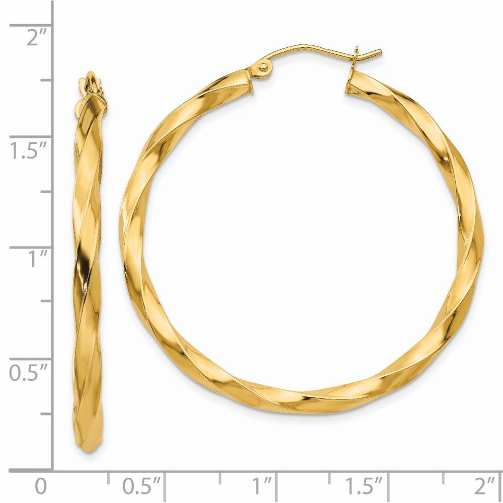 14k Polished 3mm Twisted Hoop Earrings