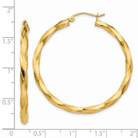 Thumbnail for 14k Polished 3mm Twisted Hoop Earrings