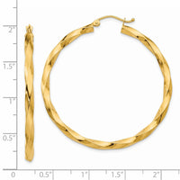 Thumbnail for 14k Polished 3mm Twisted Hoop Earrings