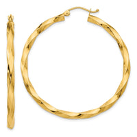 Thumbnail for 14k Polished 3mm Twisted Hoop Earrings