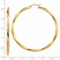 Thumbnail for 14k Polished 3mm Twisted Hoop Earrings