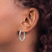 Thumbnail for 14k White Gold Polished 3.25mm Twisted Hoop Earrings