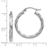 Thumbnail for 14k White Gold Polished 3.25mm Twisted Hoop Earrings