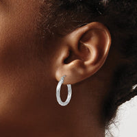 Thumbnail for 14k White Gold Polished 3.25mm Twisted Hoop Earrings