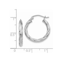 Thumbnail for 14k White Gold Polished 3.25mm Twisted Hoop Earrings