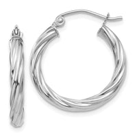 Thumbnail for 14k White Gold Polished 3.25mm Twisted Hoop Earrings