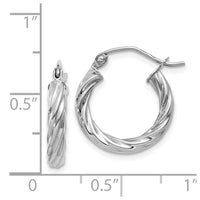Thumbnail for 14k White Gold Polished 3.25mm Twisted Hoop Earrings