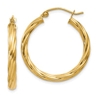Thumbnail for 14k Polished 3.25mm Twisted Hoop Earrings