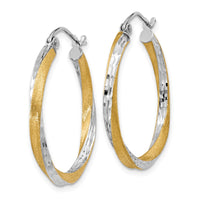 Thumbnail for 14k & Rhodium Diamond-cut 2.5mm Twisted Hoop Earrings
