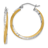 Thumbnail for 14k & Rhodium Diamond-cut 2.5mm Twisted Hoop Earrings
