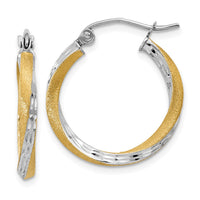 Thumbnail for 14k & Rhodium Diamond-cut 2.5mm Twisted Hoop Earrings