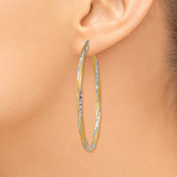 Thumbnail for 14k & Rhodium Diamond-cut 2.5mm Twisted Hoop Earrings