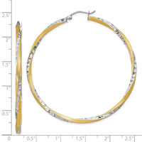 Thumbnail for 14k & Rhodium Diamond-cut 2.5mm Twisted Hoop Earrings