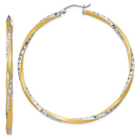 Thumbnail for 14k & Rhodium Diamond-cut 2.5mm Twisted Hoop Earrings