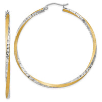 Thumbnail for 14k & Rhodium Diamond-cut 2.5mm Twisted Hoop Earrings